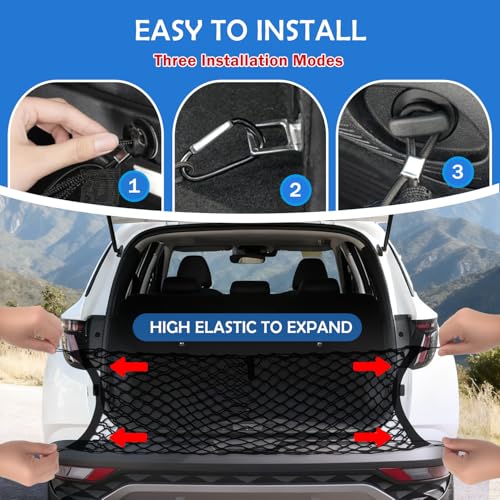 Image of Envelope Style Cargo Net for 2024 2025 2026 Hyundai Santa Fe Accessories, Rear Trunk SUV Mesh Cargo Net, Upgraded 5mm Bungee & Double-Layer Nylon Storage Tailgate Netting Grocery&Tools Organizer