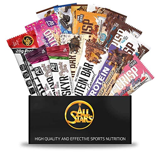 All Stars Riegel Box XXL I 32 Protein-Riegel in 32 verschiedenen Sorten & Größen I sättigende Eiweiß-Riegel I Protein-Bars in verschiedenen Geschmäckern I Protein-Snack für zwischendurch