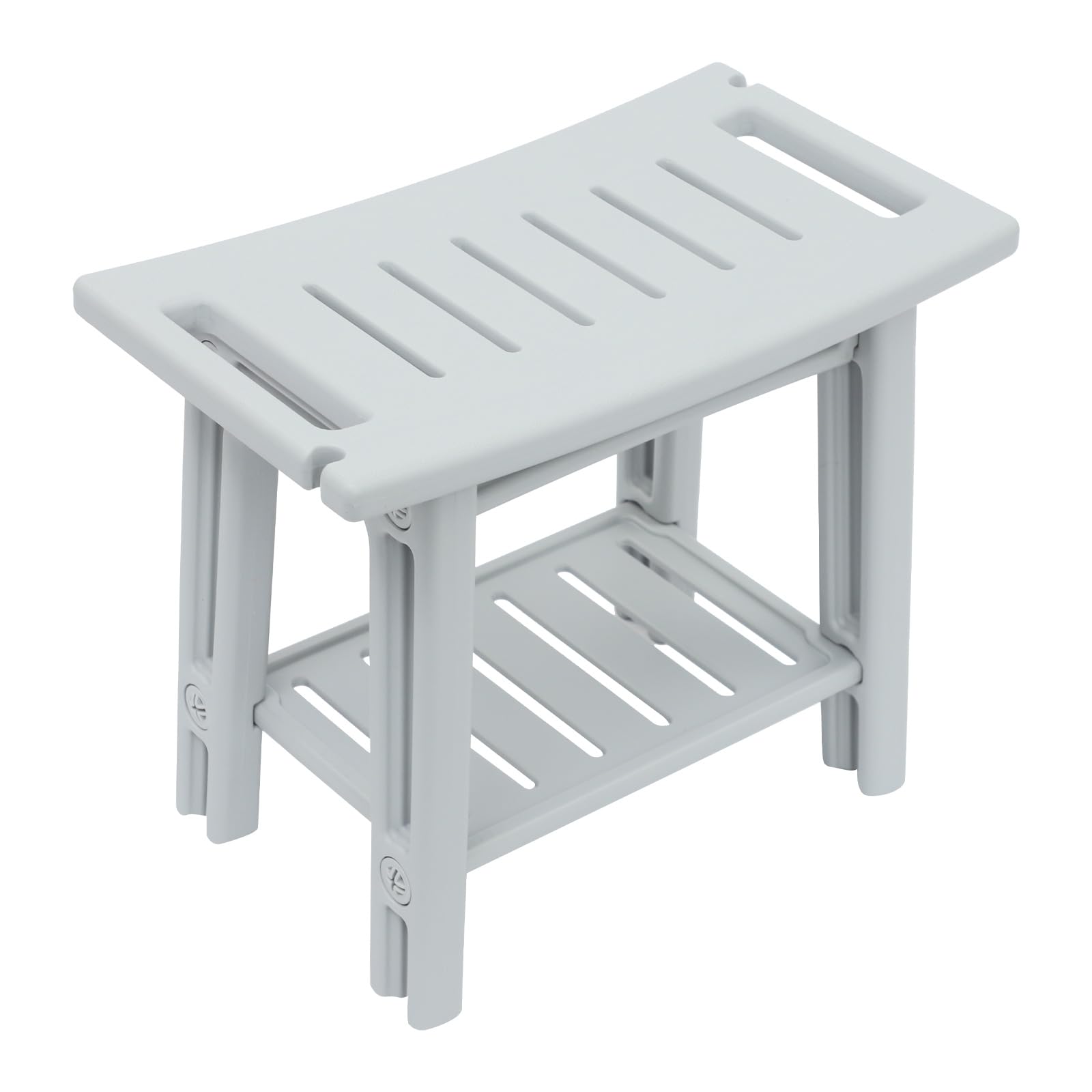 Bancos de ducha, banco de ducha para baño con estante, taburete de ducha de hasta 70 kg, asiento impermeable para baño, ayuda para el baño, asiento de ducha para personas mayores, 56 x 32 x 46 cm