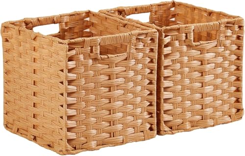 MANGATA Cubi portaoggetti da 25 cm, disponibili in più colori, cesti portaoggetti da 25x25 cm, cesto intrecciato in polipropilene(Popcorn, 2 pezzi)