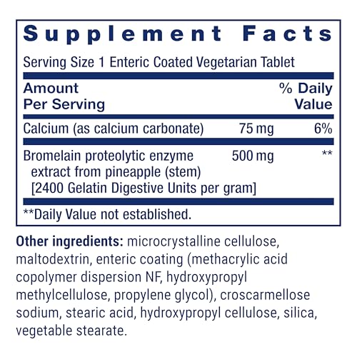 Image of Life Extension, Specially-Coated Bromelain, 500 mg, 60 Enteric Coated Tablets