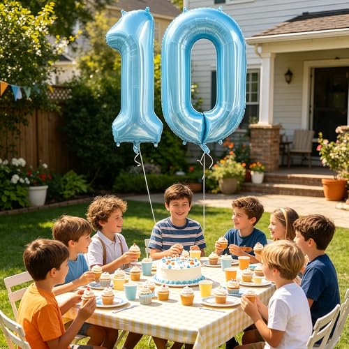 Image of Pastel Blue 17 Balloon Number, Light Blue 17 Balloons for Birthday Party | Number 17 Balloon,40 Inch,Pastel Blue,Helium-fillable,17 Foil Mylar Balloons,for Birthday Party Anniversary Decorations