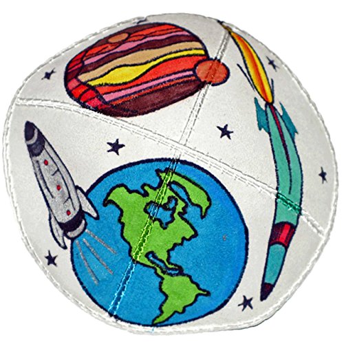 Hand-painted Kippah (Yarmulke) with a Space Theme