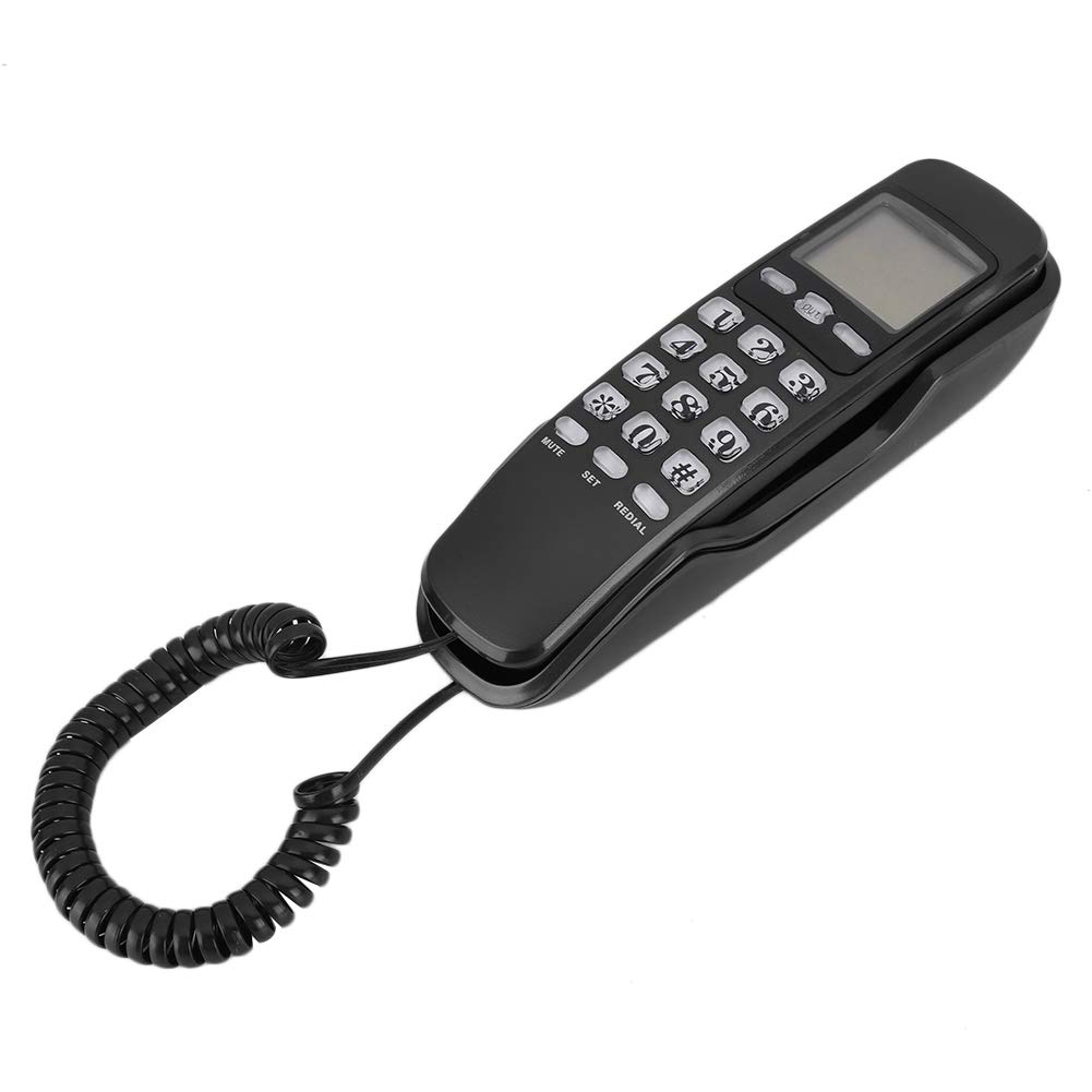 Telefon przewodowy, podwójny system KX-T888CID FSK i DTMF, wyświetlacz identyfikacji dzwoniącego, stacjonarny telefon stacjonarny do biura w domu z ekranem LCD (czarny)
