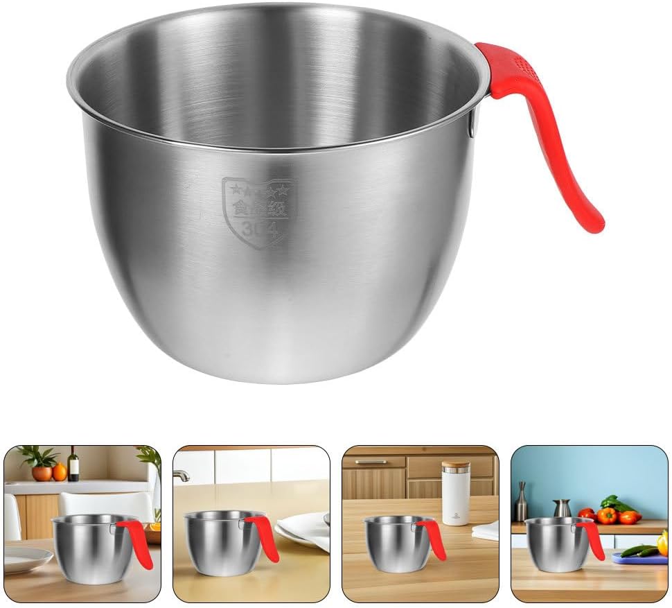 2 Pack Stainless Steel Mixing Bowls, Flat Base Stainless Steel Serving Bowls, 8 Inch Mirror Polish Large Metal Set for Kitchen Cooking, Baking, Prepping