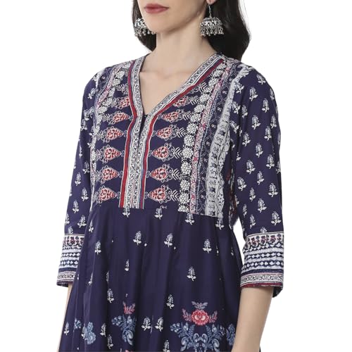 Image of BIBA Women Cotton Anarkali Printed Suit Set