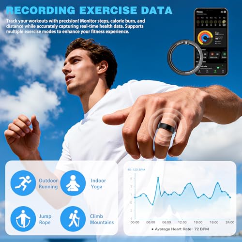 Smart Ring Health Tracker for Men Women - Sleep Tracker with Heart Rate, SpO2, Smart Health Ring for Women Men with Step Counting, IP68 Waterproof (Black 8) - Image 5