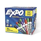 EXPO Low Odor Dry Erase Marker | Chisel Tip Markers | Whiteboard Markers, Assorted, 36 Count