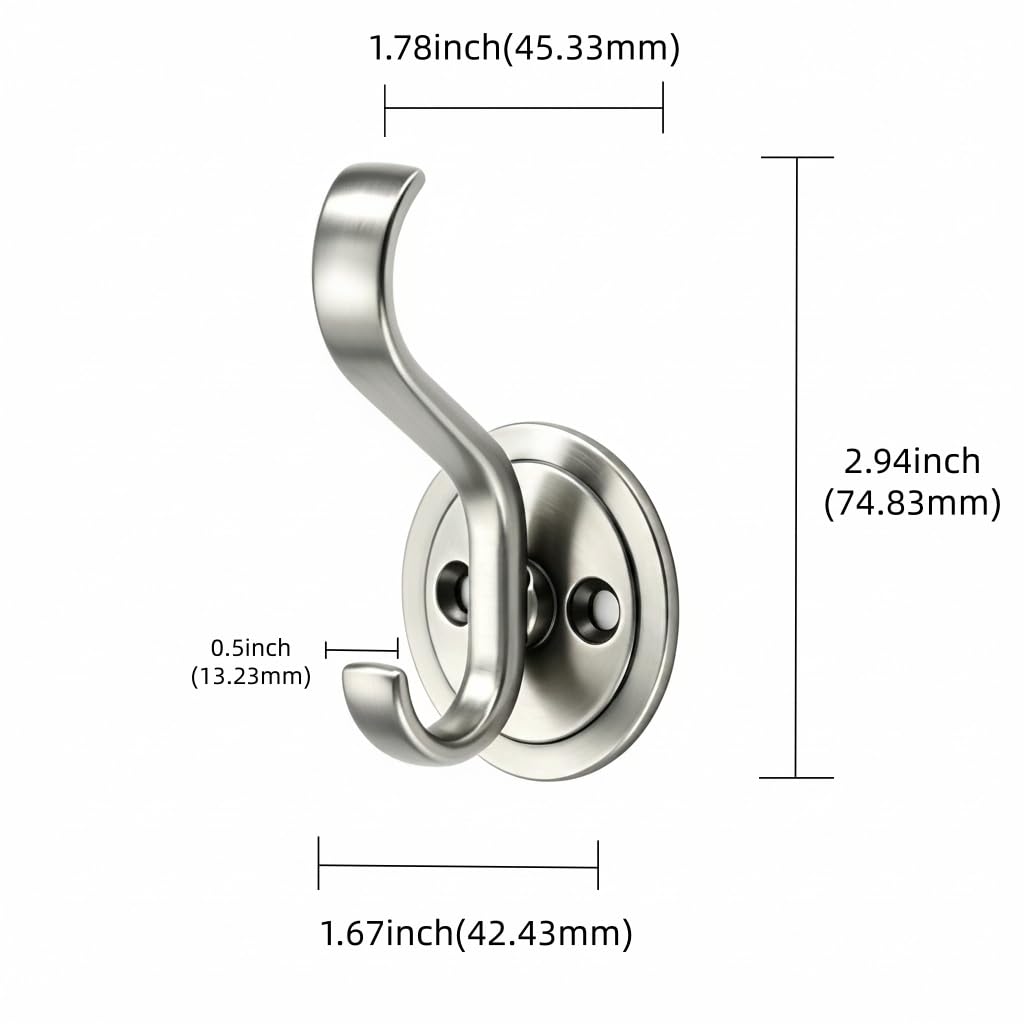 KHTUMEWARE-KH359 Brushed Nickel Coat/Robe Hooks in Brushed Nickel — KHTUMEWARE