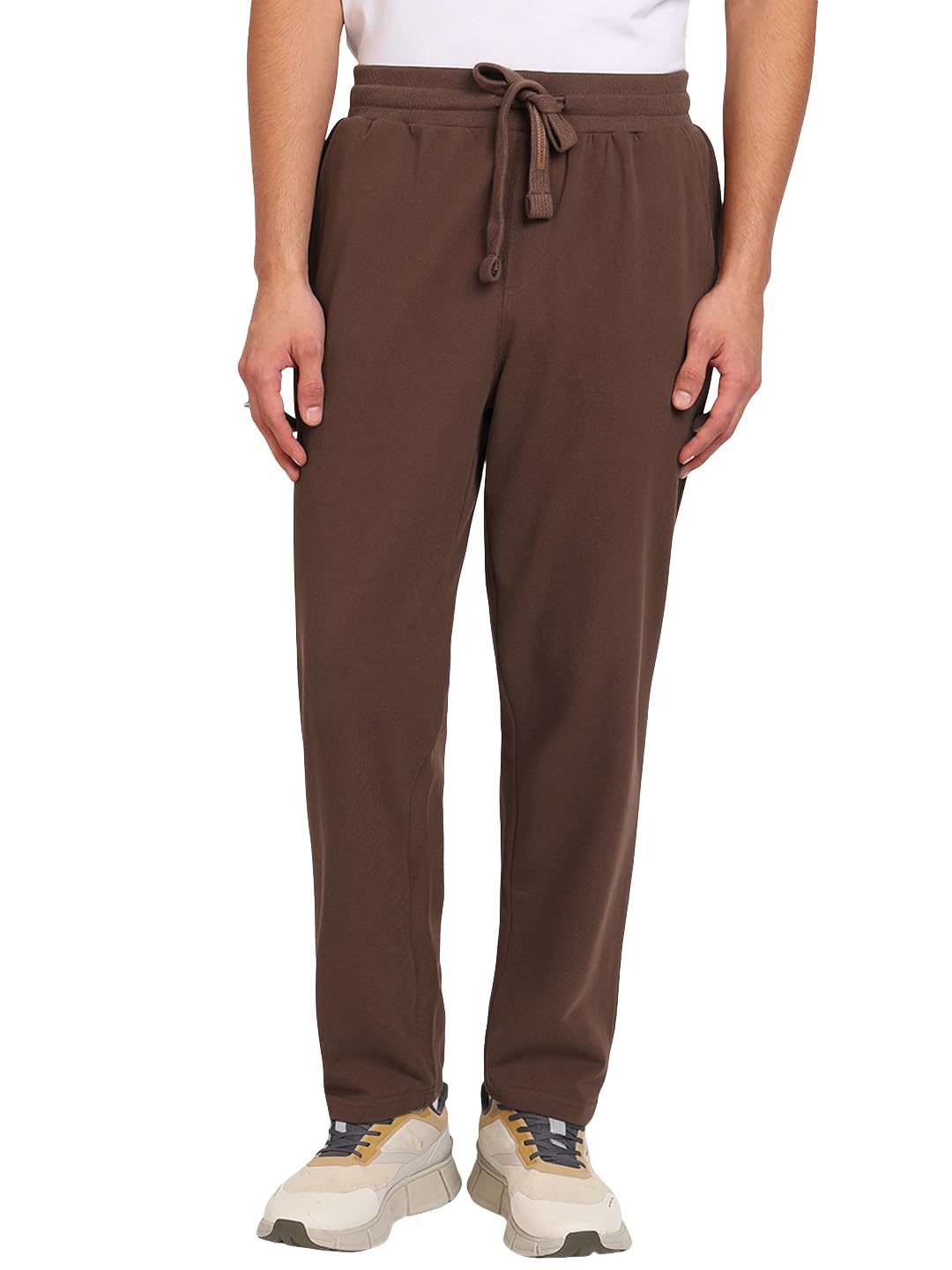 alan jones clothing Men's Relaxed Fit Knitted Track Pants | 3 Pockets | Drawstring Waist | Cotton Rich Solid Casual Joggers | Sizes S-3XL-picture-50
