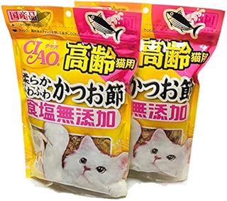 チャオ (CIAO) 食塩無添加 高齢猫用 柔らか ふわふわ かつお節 40g ×2個 セット まとめ買い