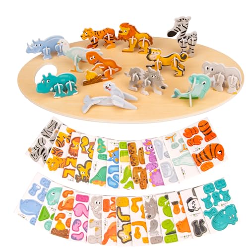 3D Puzzles for Teen 25 PCS Educational Cartoon 3D Puzzle Kit Engaging 3-D Puzzles Set for Teenagers Constructible Ideal Fun Art Crafts Birthday for Adolescents Animal Themed