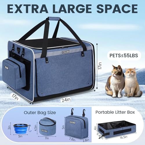 Petskd Transportadora De Gato Extra Grande Para Animais De Estimação De 55 Libras, Viagem De Carro C