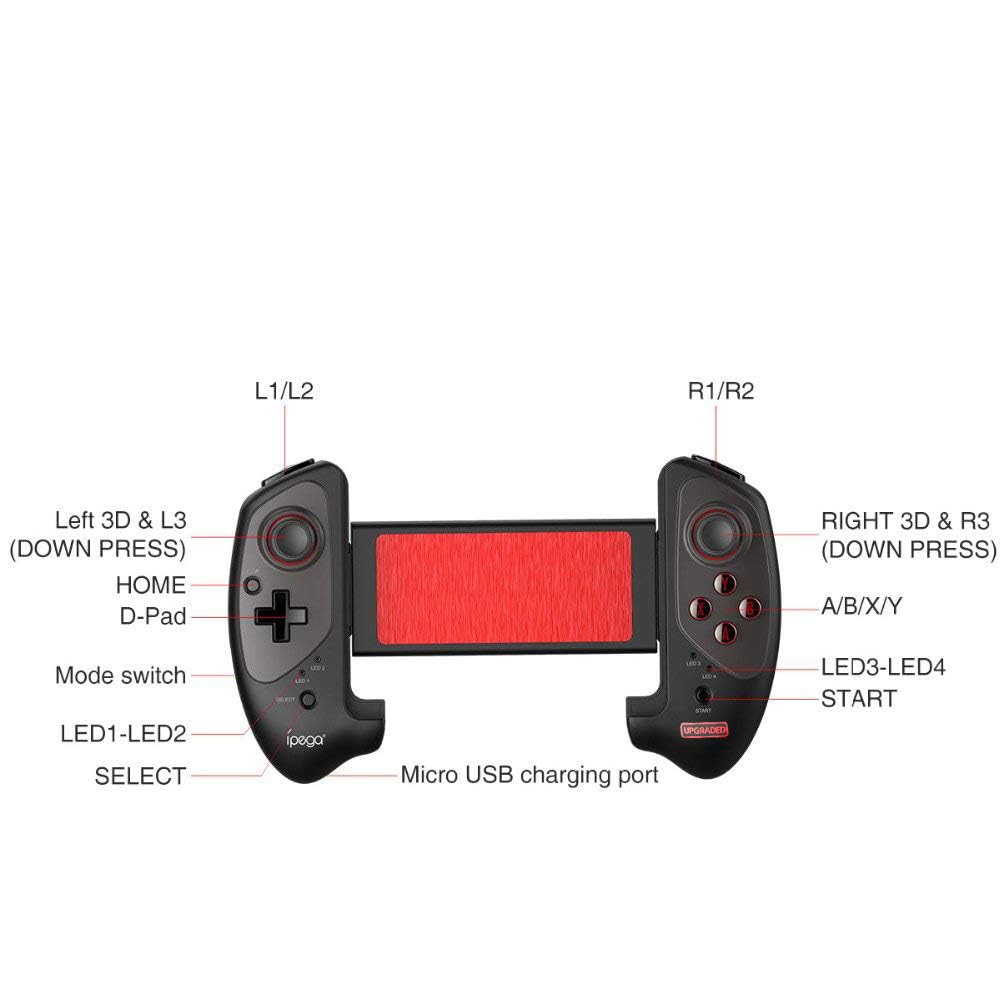 Megadream Mobile Gaming Controller für iPad/Tablets (bis zu 11 zoll), Wireless Bluetooth Gamepad für iOS/Android/PC, Direct Play (Schwarz)