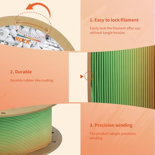 Image of OVERTURE Rock PLA Filament 1.75mm, Marble PLA 3D Printer Filament 1kg Spool (2.2lbs), Dimensional Accuracy + /- 0.02 mm, Fit Most FDM Printer (Rock Rainbow)