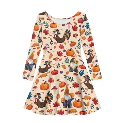 Girls Long Sleeve Dress Casual Twirly Skater Dress for Girls 3-16 Years Old