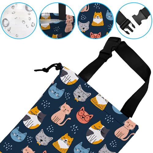 Image of Car Trash Bag Cute Cat Car Garbage Bag Hanging Car Trash Can for Back Seat with Drawstring