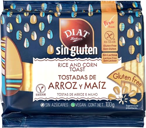 DIAT Radisson Tostadas de Arroz Sin Gluten | Tortitas de Arroz y Maíz | Producto Gluten Free | Sin azúcar | Bajo en grasas | Maíz no GMO | Apto para Veganos (Paquete de 5)