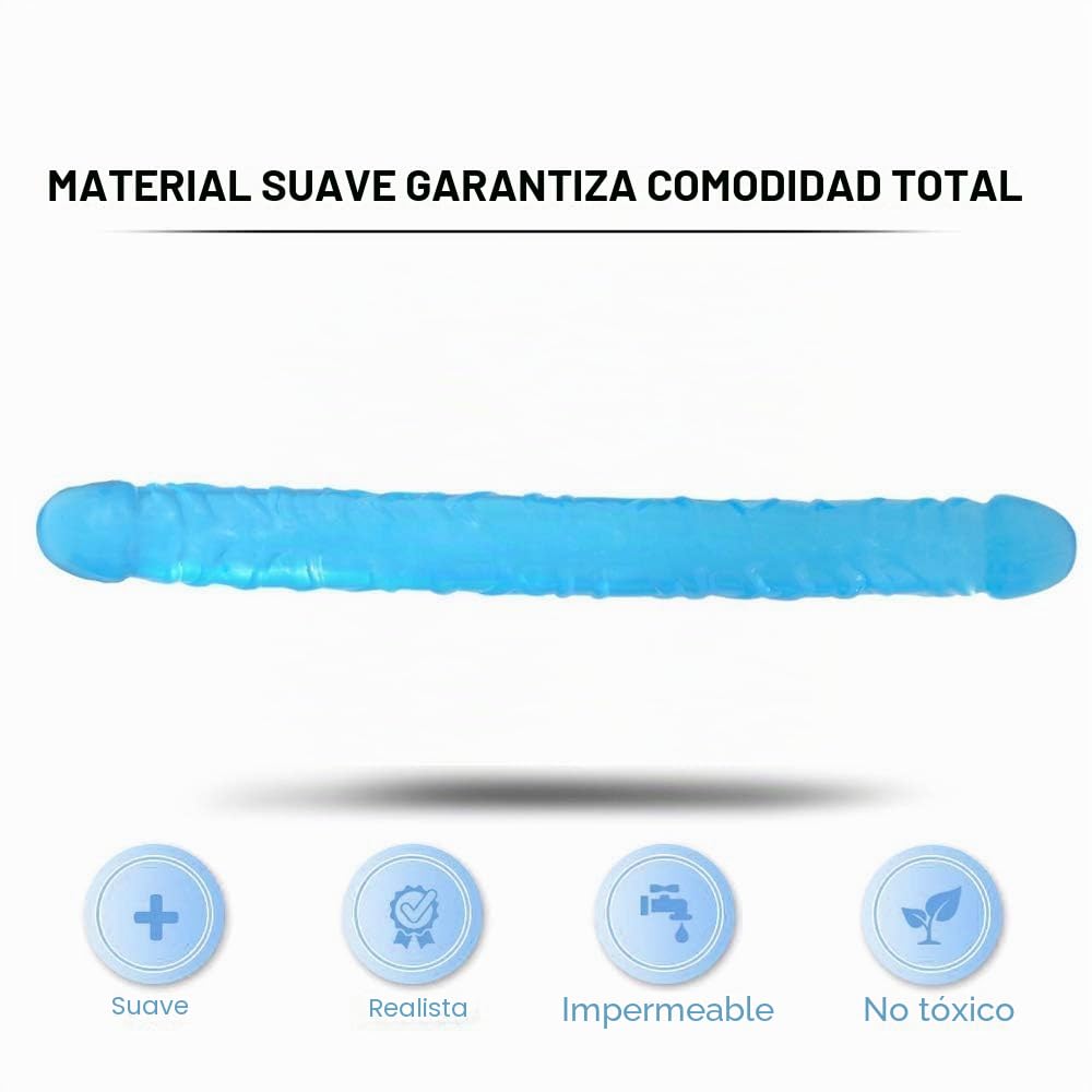 Doble Dildo Realista Real Dong Replica Doble Penetracion Juguetes Eróticos para lesbiana y Mujer(Azul)