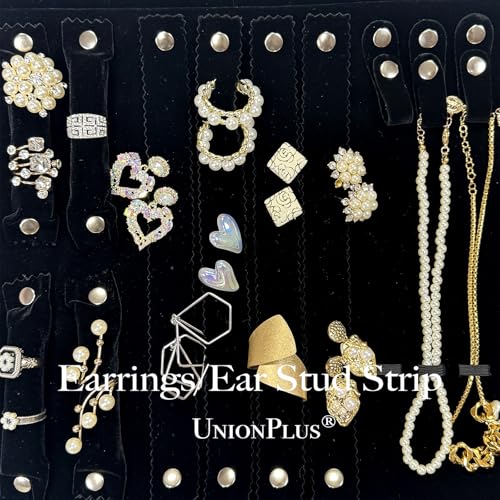 Image of UnionPlus Velvet Jewelry Roll Organizer, Travel Jewelry Case with Multiple Compartments for Rings Earrings Necklaces Bracelets, Compact Portable Jewelry Storage