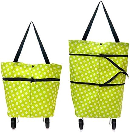 حقيبة تسوق قابلة للطي بعجلات قابلة للطي من Divinext | حقيبة تخزين البقالة قابلة للاستخدام | أخضر ، أخضر ، م ، حقيبة تسوق