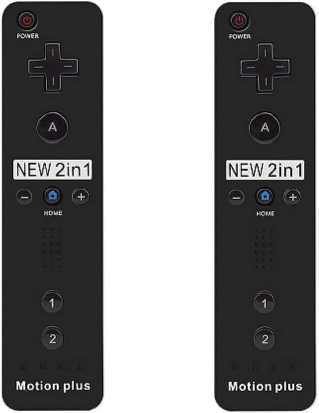 SIBIONO - Wii Remote Motion Plus Controller (2 Packs) for Nintendo Wii&Wii U Video Game Gamepads. (Black) (Renewed)