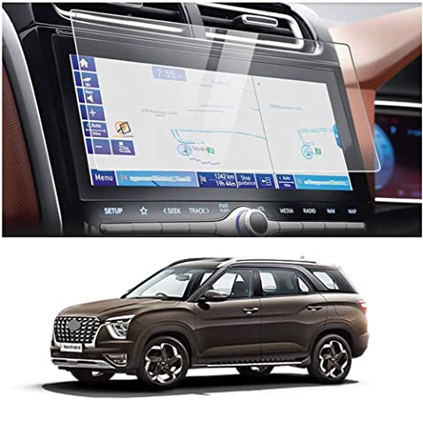 Image of TPU 9H Unbreakable Glossy Finish Screen Protector Compatible With Hyundai Alcazar (10.25 Inch) 2021-23 Model Car Touch Screen Infotainment Navigation System-Transparent