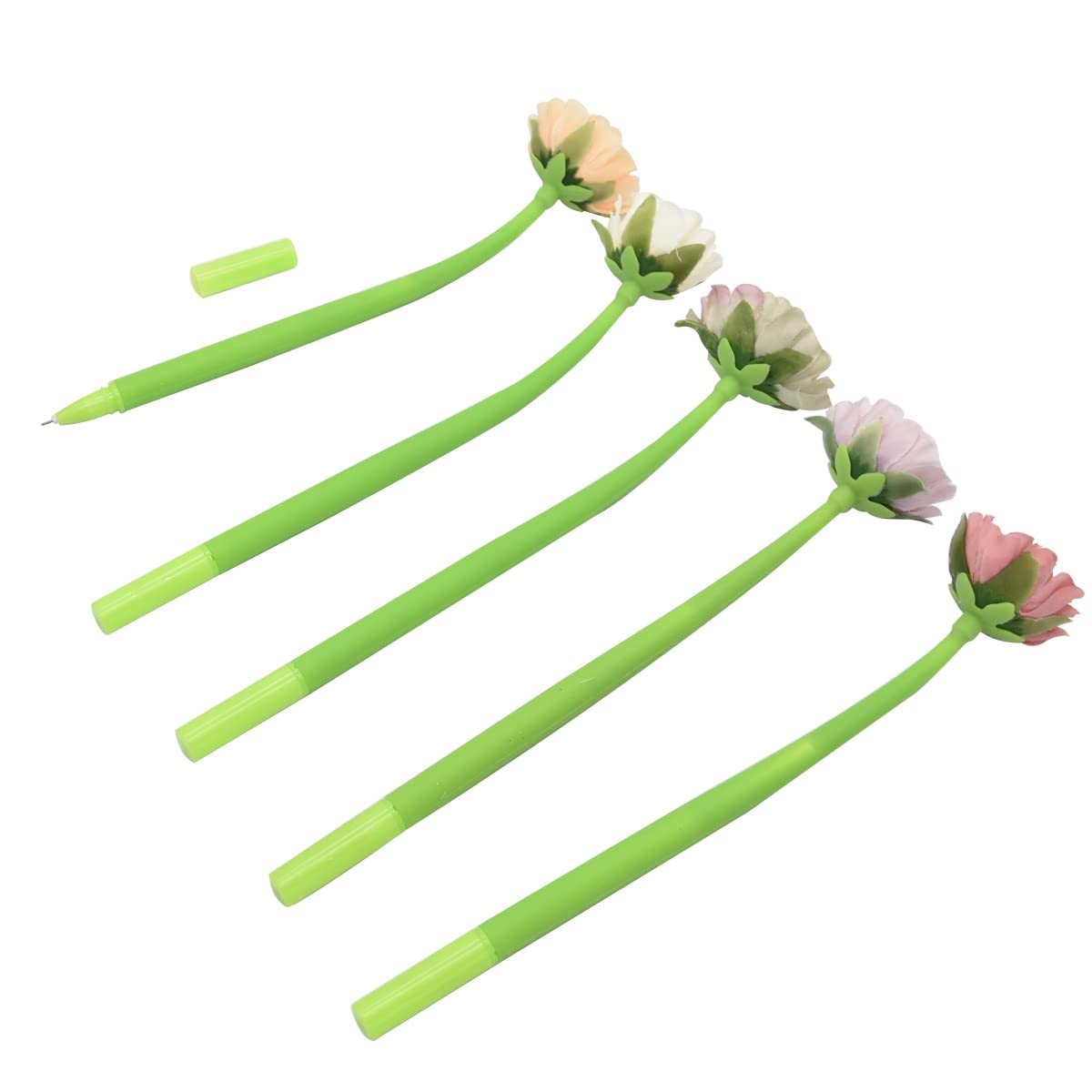 12 Penne Creative Con Fiore Artificiale Nero: Penne A Sfera Gel 0,5 Mm, Inchiostro Nero, Per Donna E Ragazza, Ufficio E Scuola