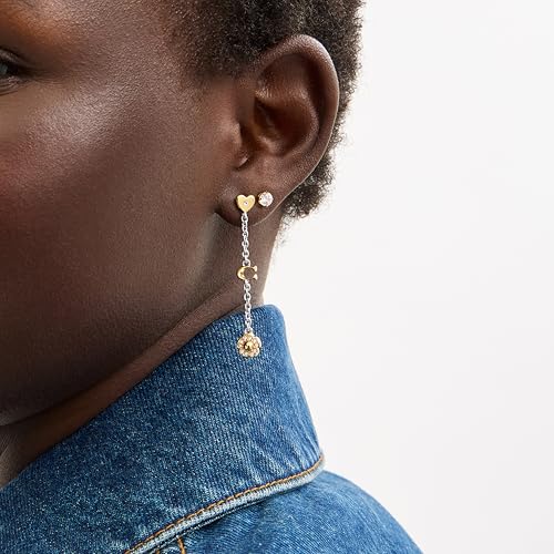 COACH Women's Signature Tea Rose & Heart Linear Earrings4