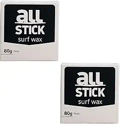 Parafina Surf All Stick 80g Parafina para prancha de surf, longboard, Skimboard, Funboard - Kit c/ 2 und + raspador (Água Morna: 20C° e 25C°)