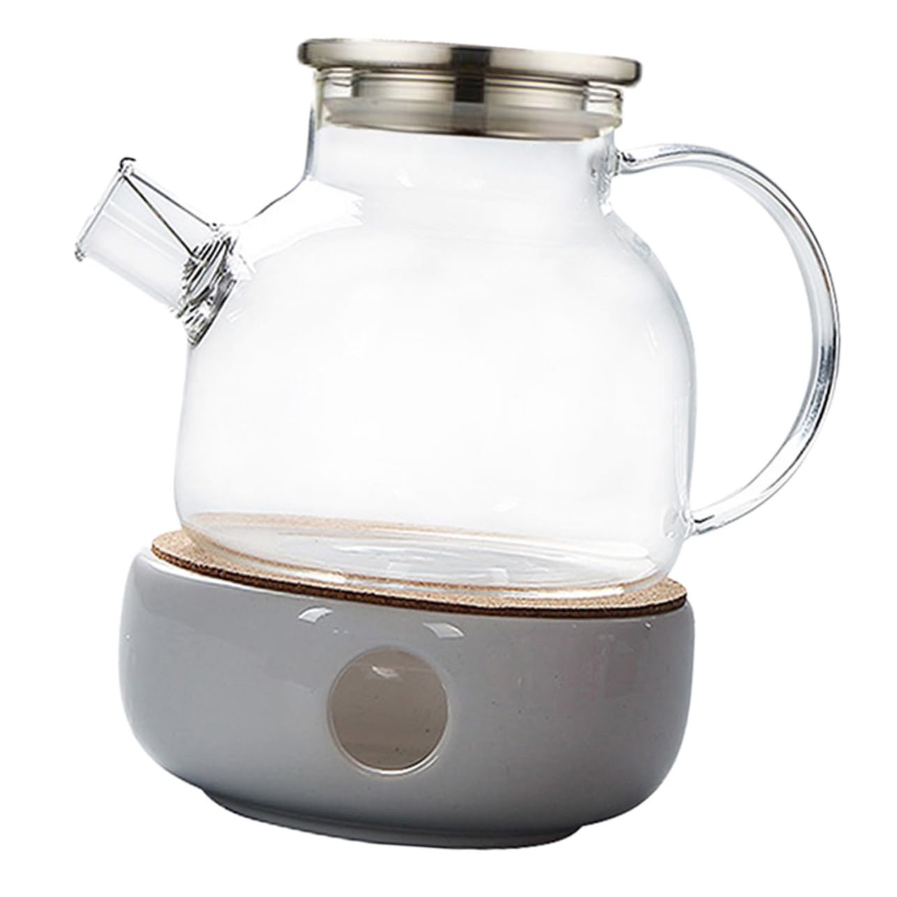 ABOOFAN Teapot and Warmer Glass Set 2pcs Assorted Teaware with Bamboo Lid Heat Tea with Candle