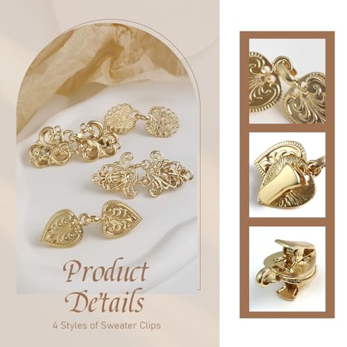Image of CLINTT Exquisite Retro Sweater Twirl Clips, Cape Cloak Fasteners for Dresses, Stylish Cardigan Clips