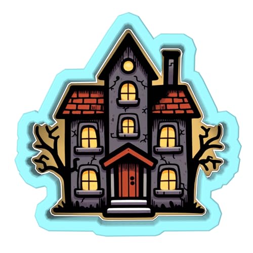 Haunted House Cookie Cutter & Stamp Set - 2-Piece Set for Baking, Crafts, Gifts - Durable, Handled Stamps, Made in USA, Ships Fast - 1