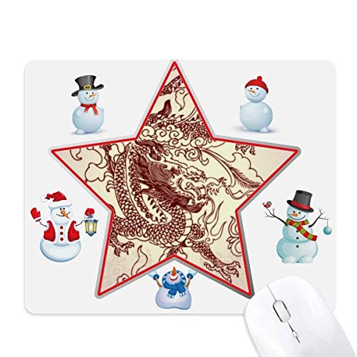 Tapis de souris Dragon Chinois Noël et étoiles pour souris d'ordinateur