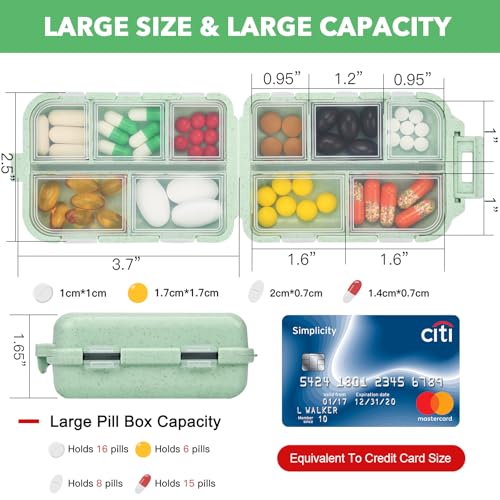 Image of Green Foldable Pill Organizer with 189 Labels - Travel Medicine Kit (1 Pack)