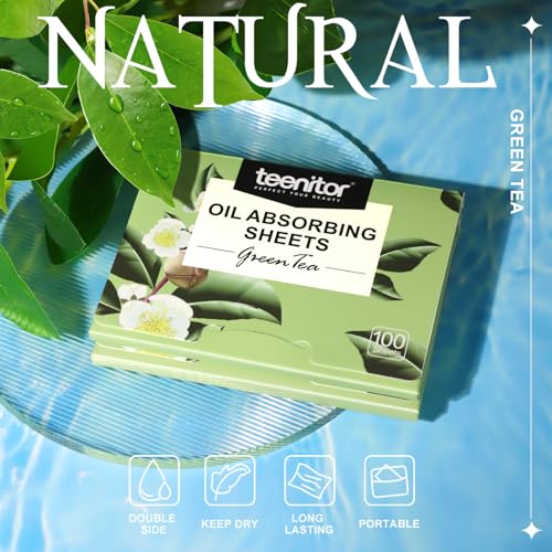 teenitor oil blotting sheets for face 400 sheets green tea oil absorbing sheets blotting paper for oily skin oil absorbent pads face oil wipes oil sheets for women oil control film large 10cmx7cm