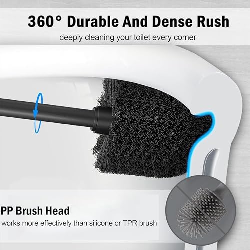 Image of Matte BlackToilet Bowl Brush with Holder, Durable Bathroom Cleaning Tool, Modern Design for Easy Toilet Maintenance, Bathroom Cleaner Brush for Efficient Cleaning and Hygiene
