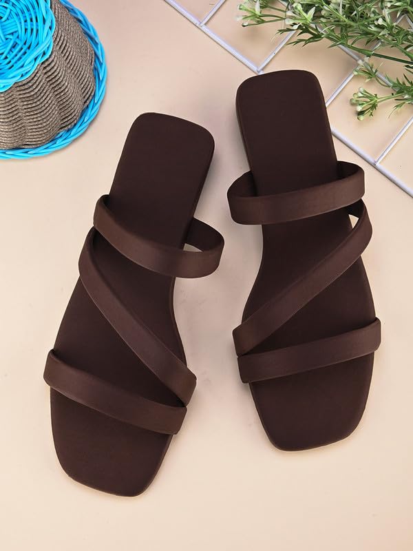 Image of XE Looks Women's Flat Slippers | Strappy Slip-On Design | Soft Cushioned Footbed | Lightweight & Comfortable Slippers For Girls & Women