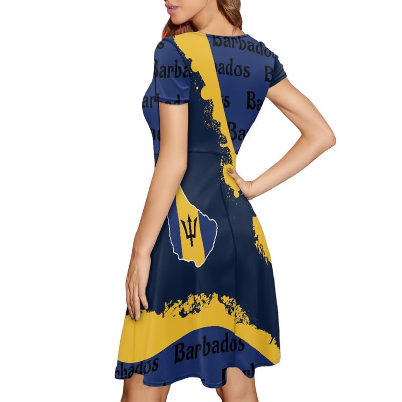 Image of Irisjudy T Shirt Dress for Women Short Sleeve Girls Short Sleeve Dress Plus Size, O Neck Knee Length Midi Dress for Ladies