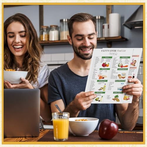 Image of Sinload 12 Pcs Fatty Liver Food Chart Poster Diet Grocery List Meal Plan Health Diet for Kitchen Room Decor
