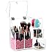 HBlife Makeup Brush Holder, Acrylic Makeup Organizer with 2 Brush Holders and 3 Drawers Dustproof Box, Free Pink Pearl Included