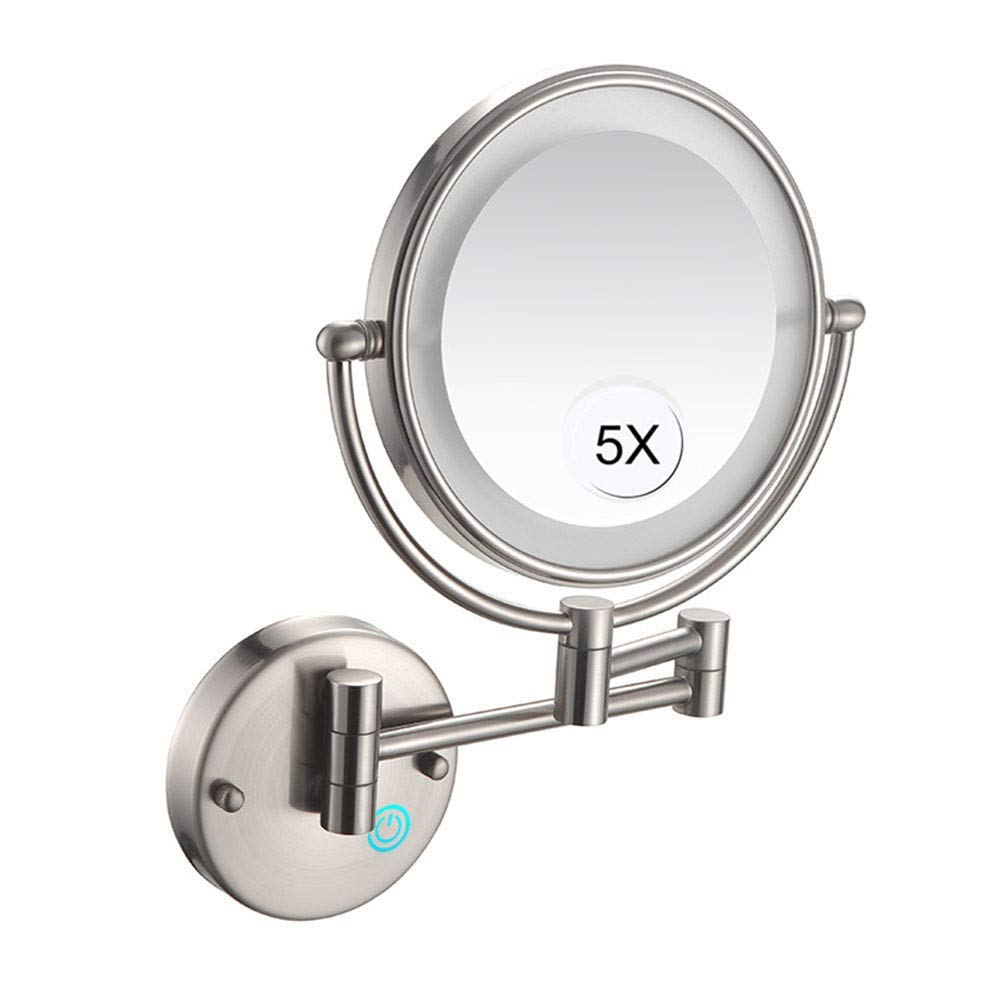 Miroir maquillage lumineux mural LED pivotant double face col de cygne