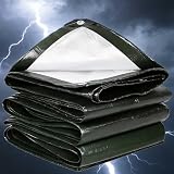 Telo Impermeabile Esterno, 200g/m² PE 1.5x3.6m Telone Occhiellato Rinforzato,Telo Copritutto per Legna, Mobili da Giardino, Auto, Piscine,Telone Protettivo Impermeabile Antistrappo verde argento