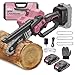 Produktbild Mini Kettensäge mit Akku, iDOO 6 Zoll Mini-Kettensäge Elektrisch 2 Akku 2000 mAh,3 Ketten, Handkettensäge für Gartenschere mit Safety Lock, Powerful Motor for Wood Cutting, Pink