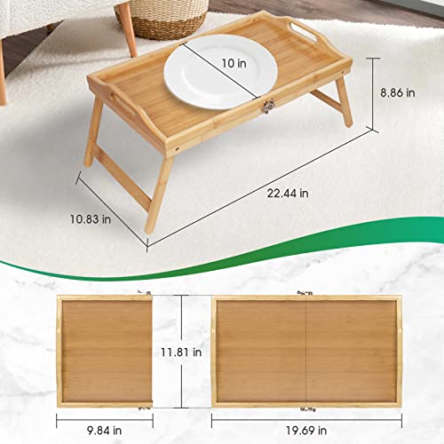 Foldable Bed Tray Bamboo Breakfast Food Tray With Folding Legs Kitchen Platters Serving Tray For Bed Tv Table Desk Laptop Computer Snack Tray #TOP2