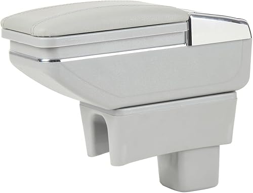 Miniatura 1 de caja de consola reposabrazos de piel para el centro del automóvil caja de almacenamiento y reposabrazos, gris