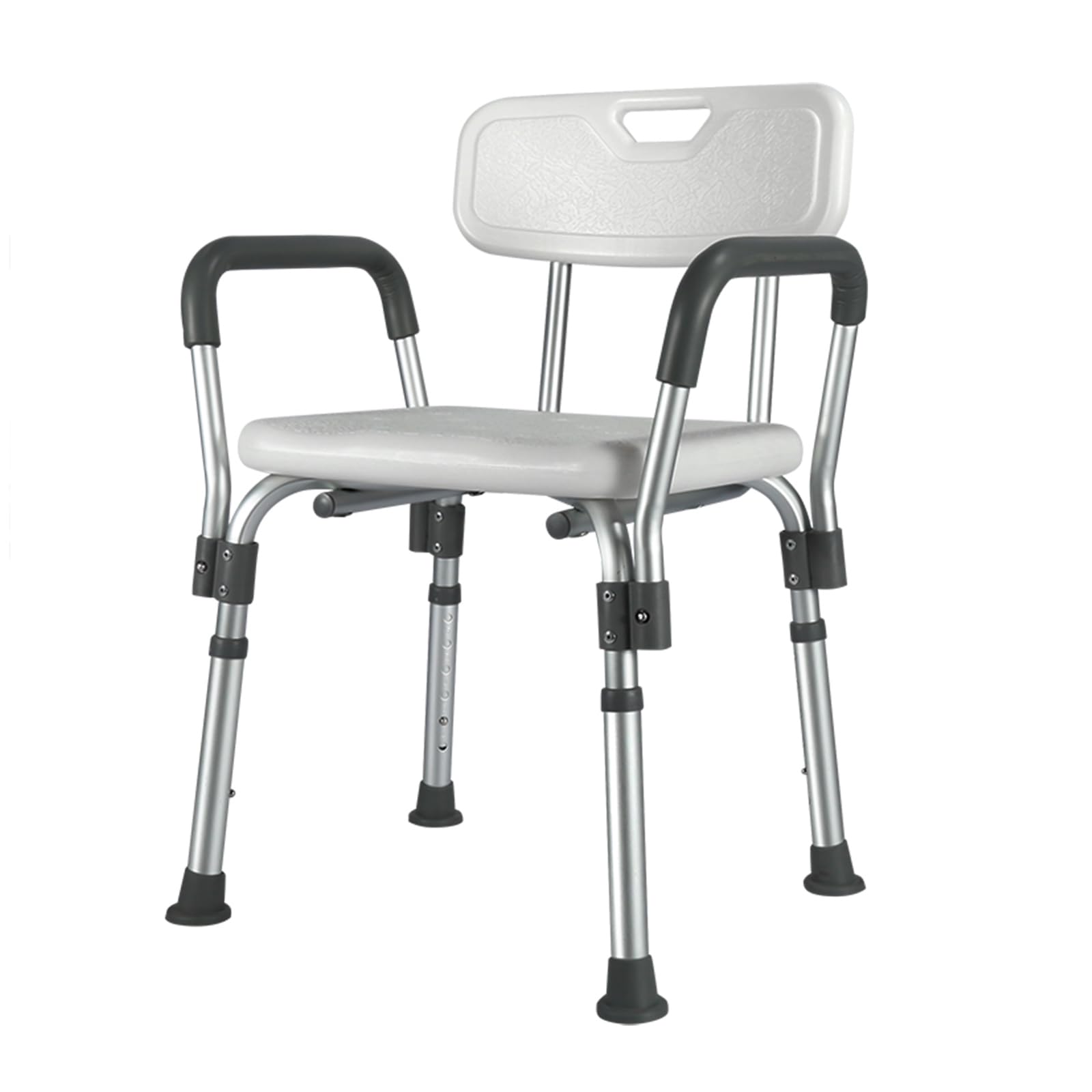 Taburete de Ducha Seguro para Personas Mayores, con reposabrazos Ajustables en Altura, Almohadillas Antideslizantes, Orificios de Drenaje y Estructura Ligera de aleación de Aluminio