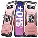 DASFOND Armor etui do Samsung Galaxy S10 Plus/S10+, wojskowe etui na telefon komórkowy [Upgrade 2.0] 360°, z funkcją stojaka samochodowego, różowe złoto
