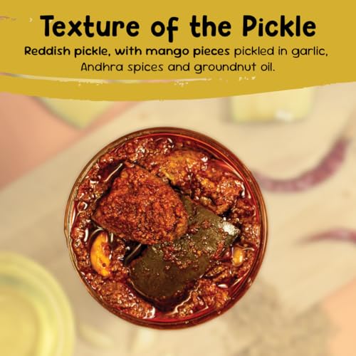 Image of Farm Didi Avakaya Pickle with Garlic in Fresh Homemade Spicy Andhra-Style Mango Achar Made with Groundnut Oil South Indian Avakai Mango Pickle Theekha Achaar No Chemical Preservatives (1kg)
