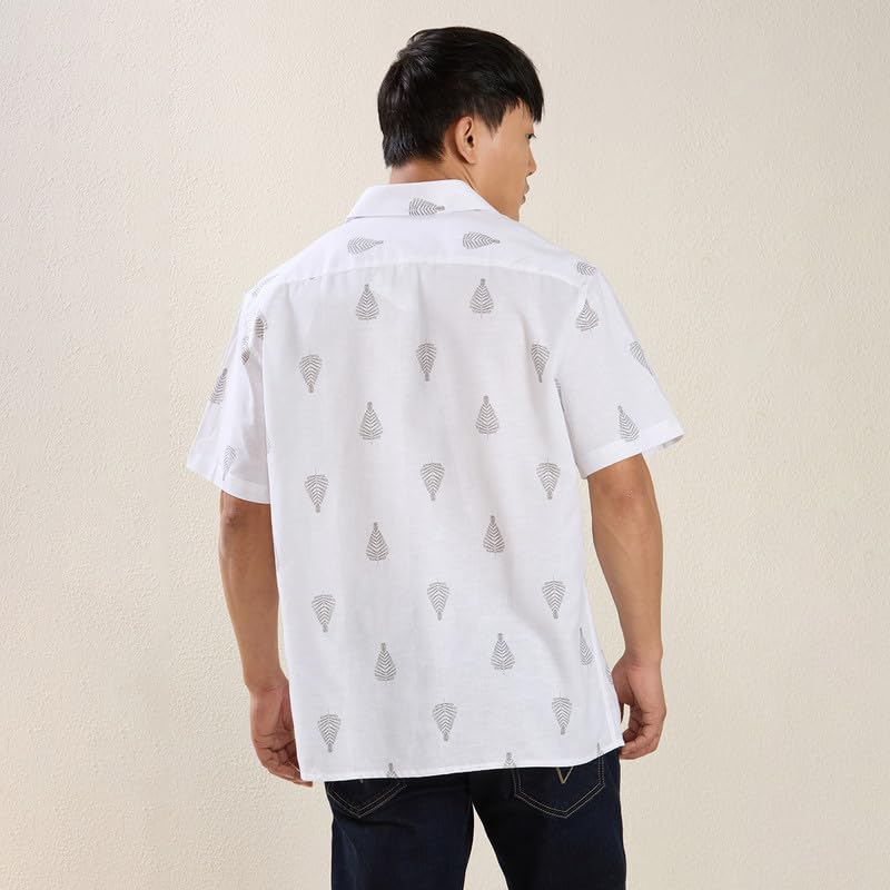Image of MARK & ALBERT Men's Half Sleeve Linen Slim Fit Shirt